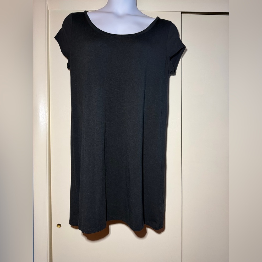Black Women's Scoop Neck T-shirt Dress Cap Sleeve size XXL